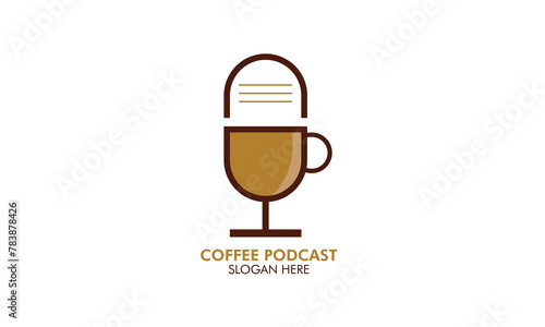 minimalistic coffee podcast logo design concept coffee logo for business or podcast.