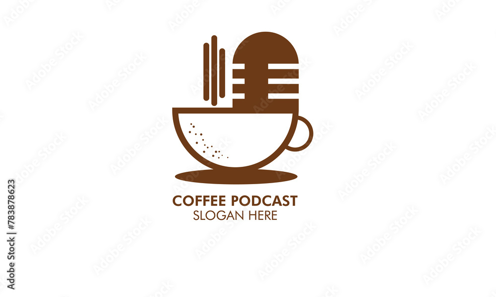 Obraz premium minimalistic coffee podcast logo design concept coffee logo for business or podcast.