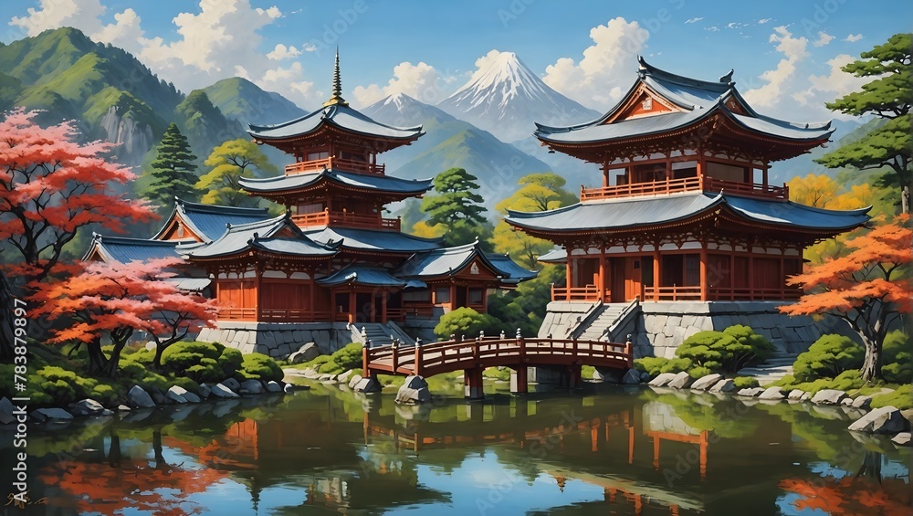 Fototapeta premium Beautiful japanese temples landscape