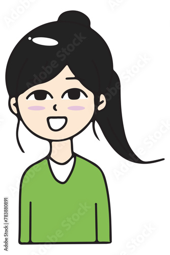 黒髪ポニーテールの日本人女性
