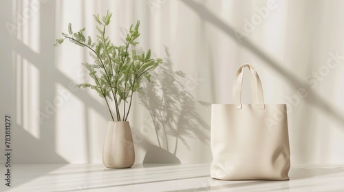A reusable bag portrayed in minimalist elegance, highlighting its eco-friendly appeal