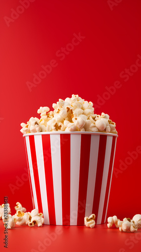Delicious popcorn on solid color background © xuan