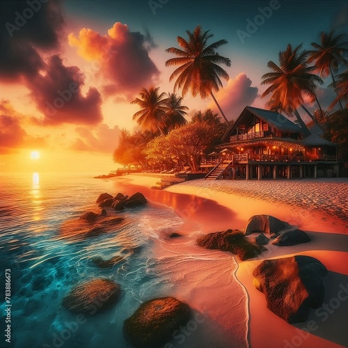 Serene Sunset: Tropical Beach Bliss