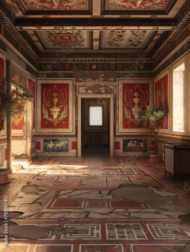 Enchanting Ancient Roman VillaStunning Frescoed Walls and Mosaic Design