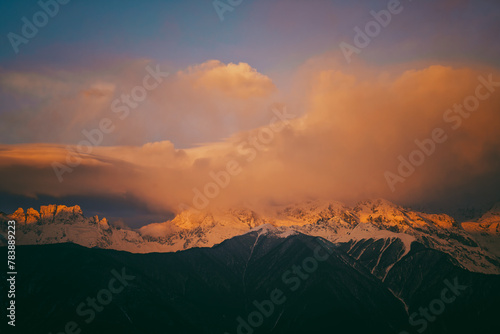 sunrise at meri snow mountain photo