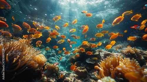 A captivating glimpse of Thailand s underwater world  where vibrant corals and exotic fish dance in the currents.