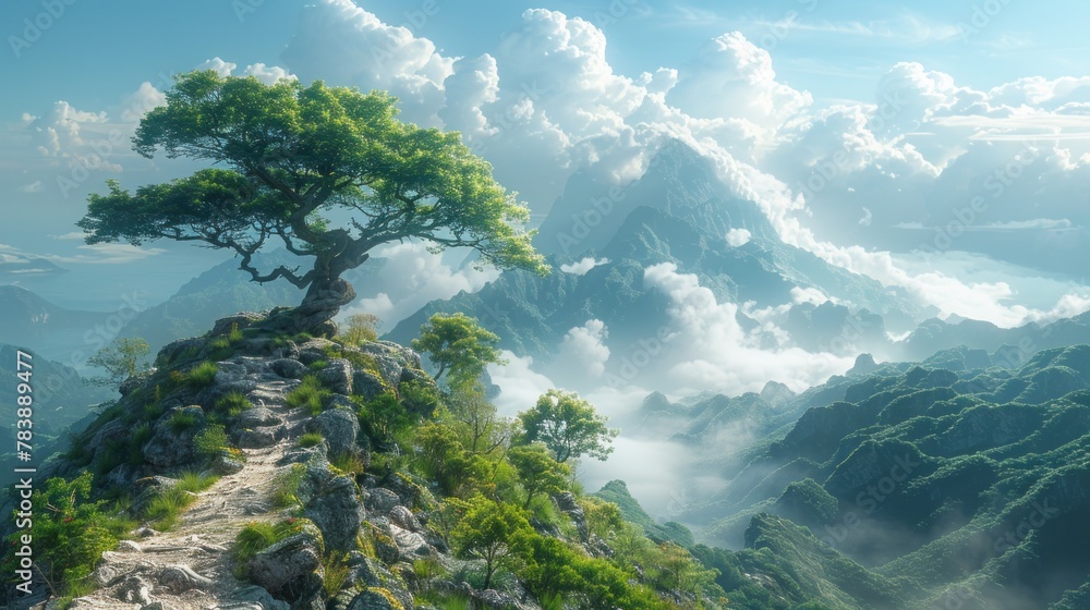 A majestic panorama of Thailand's mountainous terrain, where peaks pierce the sky in silent reverence.