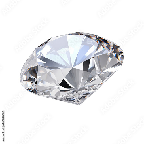 A beautiful sparkling diamond on a light reflective surface d render Isolated white background