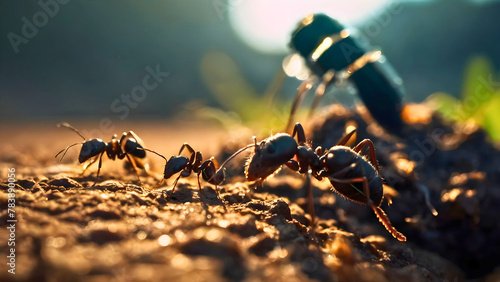 Ants that came out of their ant colony, in search of food.