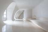 A white room with a white wall and white furniture. The room is very clean and has a minimalist design