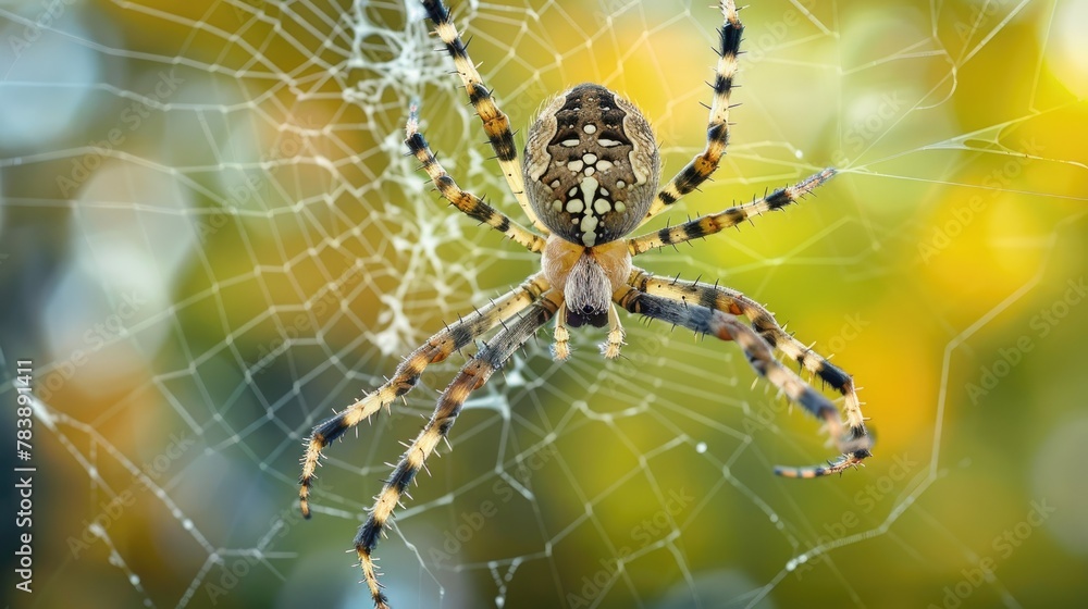 Intricate details of a spider preparing its web Intricate details of a spider preparing its web
