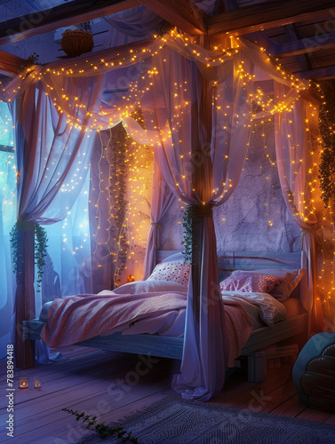 Whimsical Fairy Tale Bedroom With Canopy Bed And Magical Atmosphere