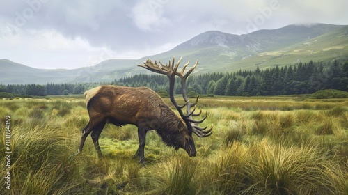 Majestic Irish Elk in Lush Meadow © AlissaAnn