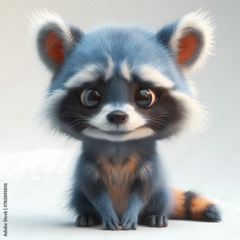 Obraz premium A cute and happy baby racoon 3d illustration