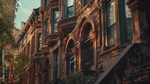 Historic Brownstone Buildings with Decorative Facades photo