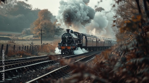 Vintage Steam Locomotive on Railway Track photo