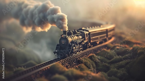 Vintage Steam Locomotive on Railway Track photo