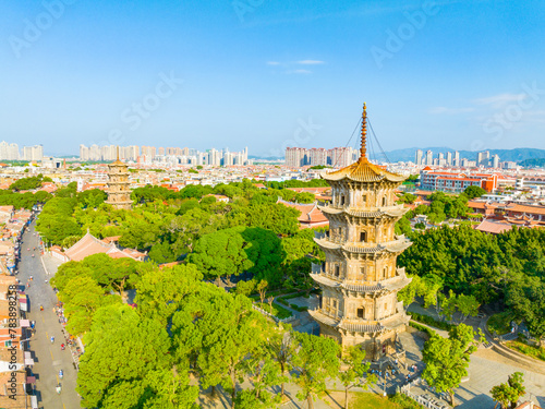 Early morning scenery of Kaiyuan Temple in Quanzhou, Fujian, China photo