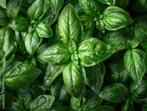 Detailed view of a cluster of luscious green leaves