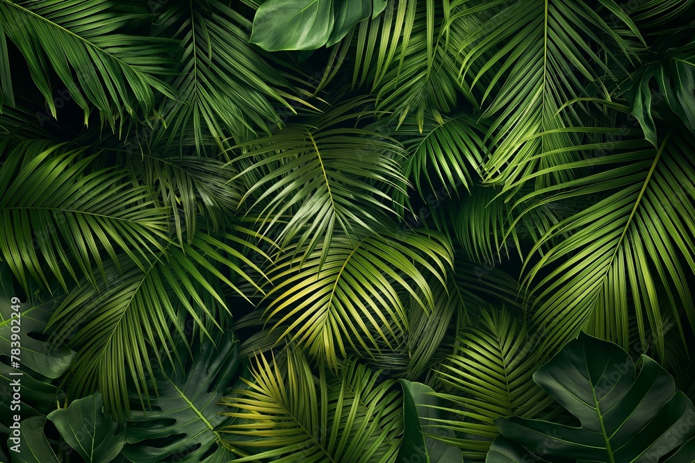 Lush Green Palm Leaves Creating a Tropical Canopy Lush Green Palm Leaves Creating a Tropical Canopy