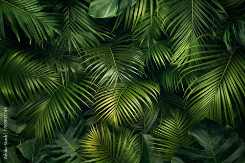 Lush Green Palm Leaves Creating a Tropical Canopy