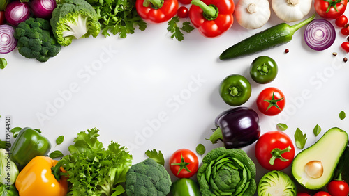 fresh vegetables on a white background. with copy space