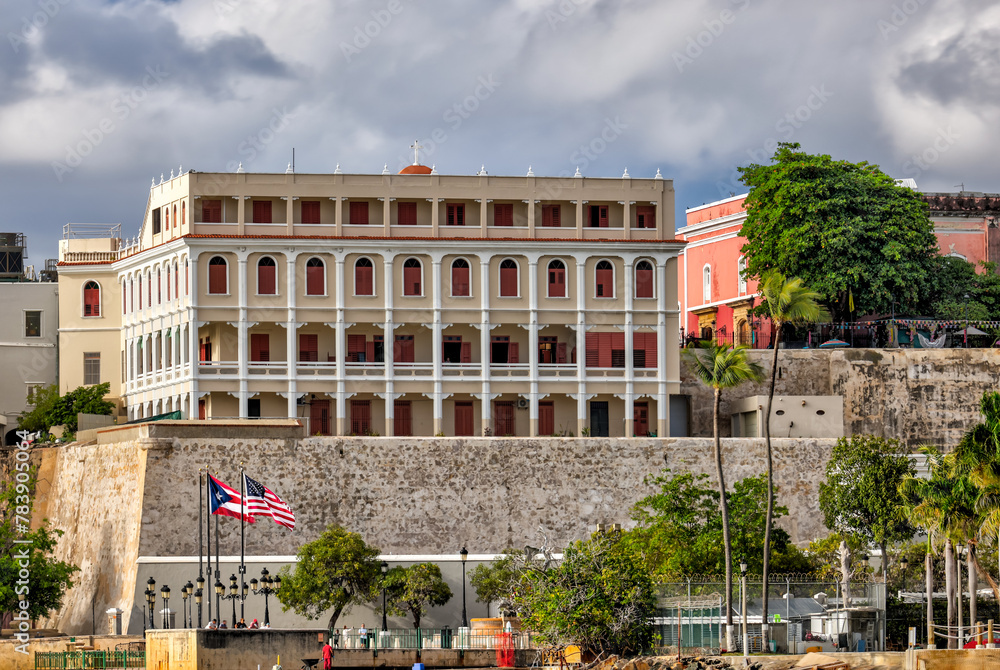 San Juan, Puerto Rico - March 26, 2024: Convent and House of Health of the Servants of Mary in the old town of San Juan, Puerto Rico

