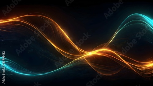 Energy lines glowing waves in the dark vector abstract background