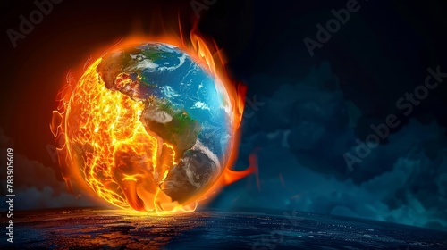 Earth with a giant heat lamp shining on it  causing it to boil