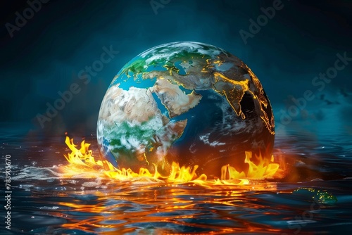 Earth with its continents turning into a boiling swamp
