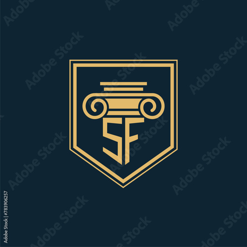 SF Initials Law Firm Logo Lawyer logo with creative law element