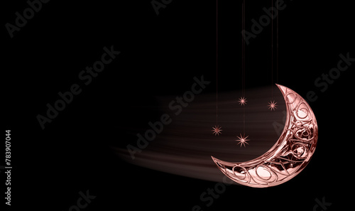 Canvas Print ISOLATED GOLDEN MOON ILLUSTRATION