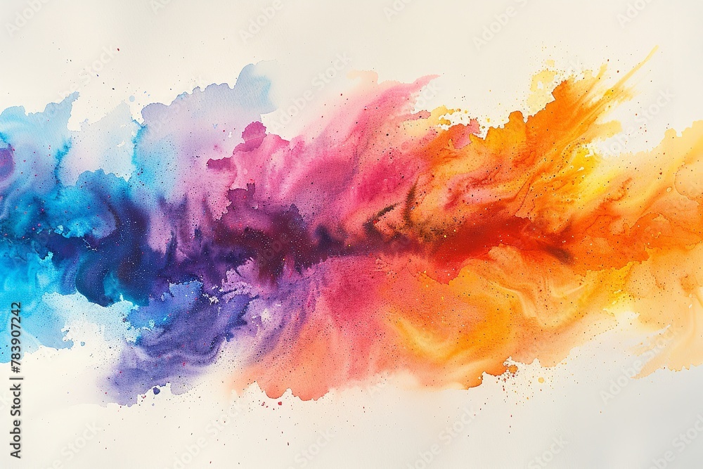 Colorful, vibrant, liquid watercolor rainbow Holi. Generative Ai