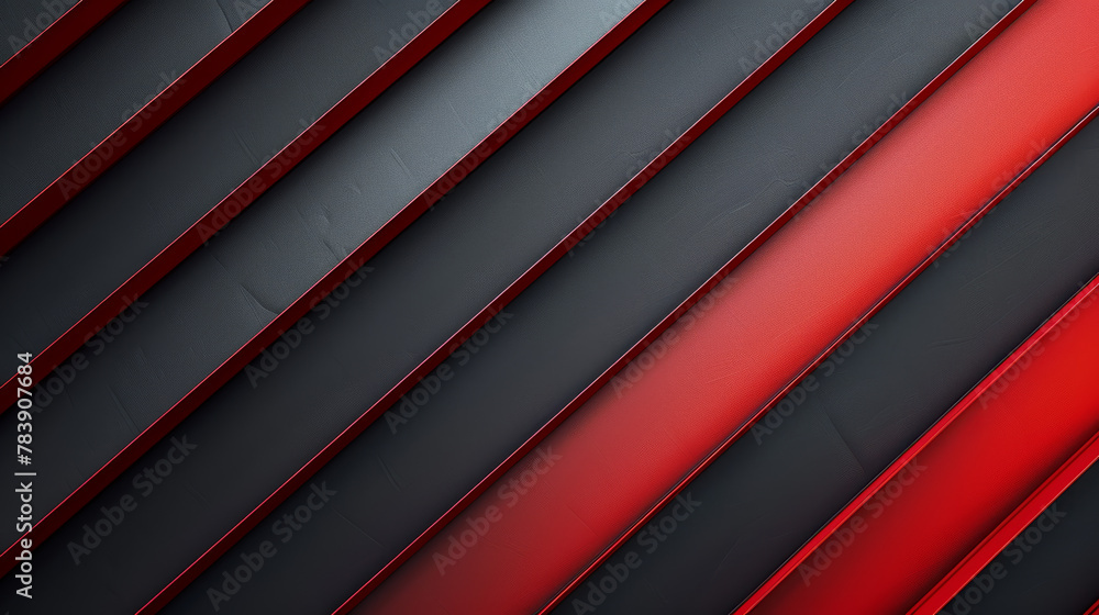 Abstract modern background featuring diagonal red and black lines or stripes with a 3D effect and a metallic sheen. Abstract modern background featuring diagonal red and black lines or stripes with a 3D effect and a metallic sheen.