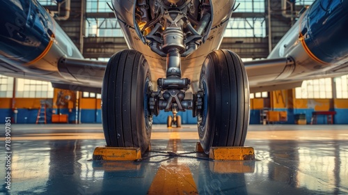 Industrial Detail of Airplane Wheel. Landing Gear for Aerodrome Travel of Aircraft. © Web