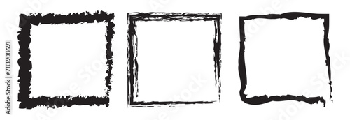 Wallpaper Mural Vector Grunge Frame Set. Brush strokes frame. Black grunge square borders, paint brushes photo frames and hand drawn antique edges texture. Ink paint brush stain. Brush stroke rectangle frame. Torontodigital.ca