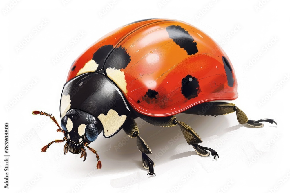 Sweet Ladybug Cartoon Character - Cute and Isolated Red Coccinellidae Bug with White Background and Natural Fly Design Sweet Ladybug Cartoon Character - Cute and Isolated Red Coccinellidae Bug with White Background and Natural Fly Design