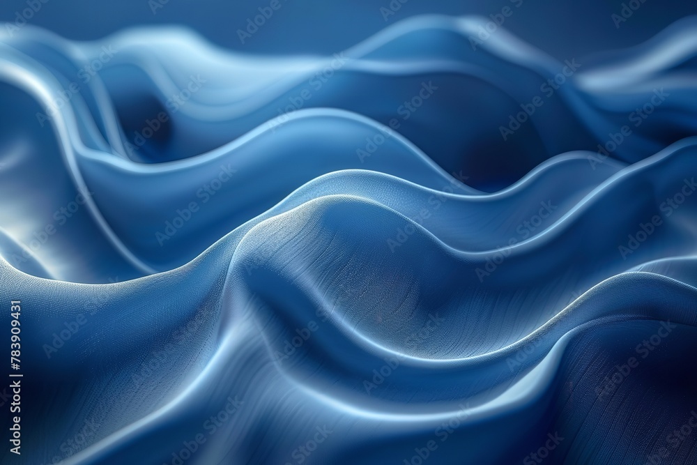 Fototapeta premium Future Technology: Blue Minimal Wavy Lines Abstraction. Generative Ai