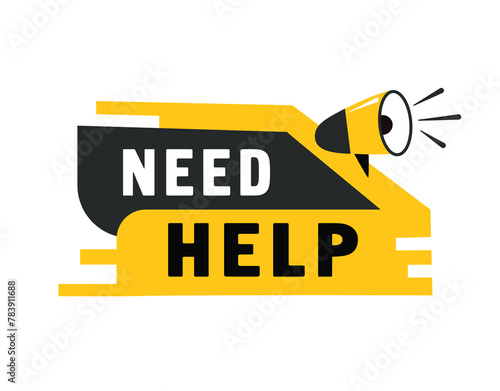 Need help speech bubble icon modern style. Banner design for business, marketing. Vector label.
