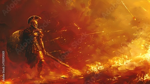 Ares Embodies Valor: The God of War Leads His Army into Intense Combat photo