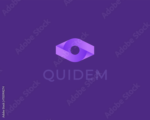 Creative eye logo from gradient shapes. Universal optics vision sign. Camera shutter symbol. Vector illustration.