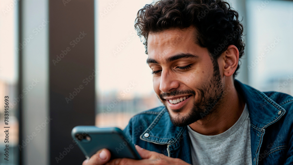 Stylish dressed man is holding a phone in his hands. Oriental-looking, Arab man with a telephone. Stylish dressed man is holding a phone in his hands. Oriental-looking, Arab man with a telephone.