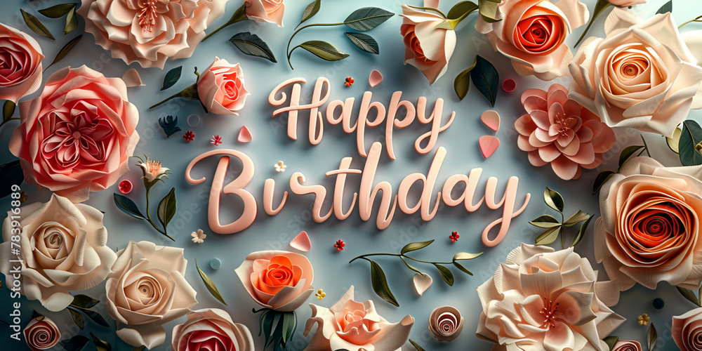 Naklejka premium Card, Folder, Tribute, Floral, Happy Birthday