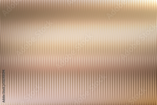 Fototapeta Naklejka Na Ścianę i Meble -  Bronze satin reeded glass premium background. Ribbed acryl polycarbonate relief. Transparent glowing copper gradient crystal. Brown bath translucent wall panel. Makeup stained corrugated texture