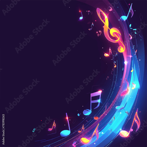 カラフルな音符と音楽の抽象的な背景