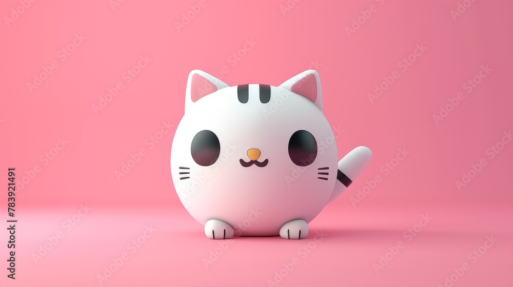 White cat with black stripes and mustache White cat with black stripes and mustache