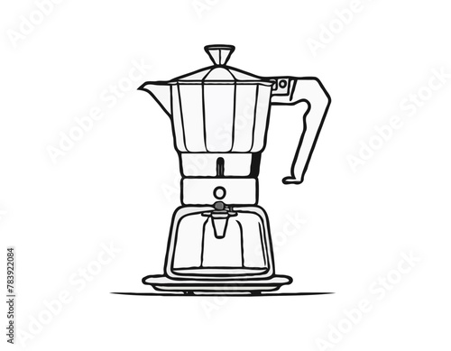 Italian coffee maker or moka pot, espresso machine. Hand drawn illustration