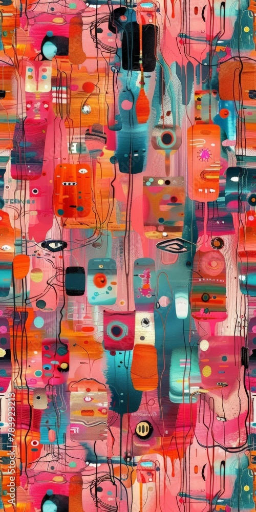 Vibrant abstract painting with varied colors