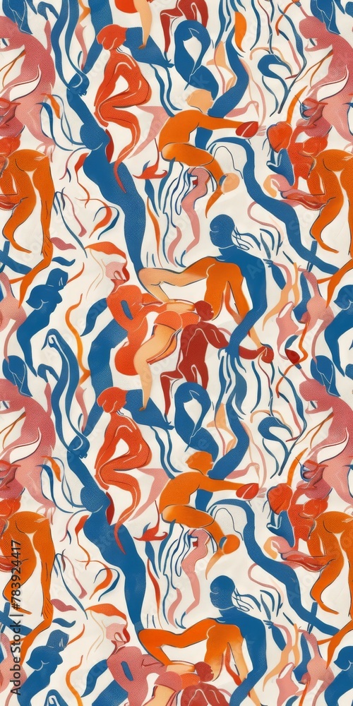 Abstract painting of a woman in red, blue, and orange Abstract painting of a woman in red, blue, and orange