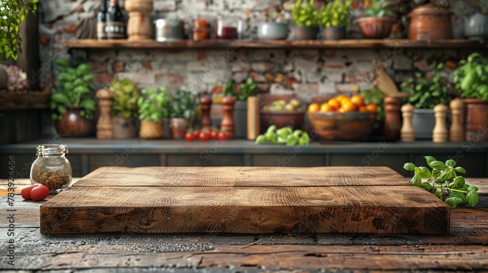 Wooden Cutting Board on Table